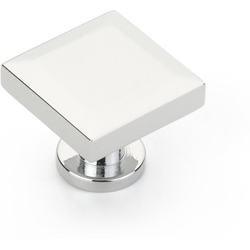 Heathrow 1-1/4 Inch Diameter Square Cabinet Knob, Polished Chrome