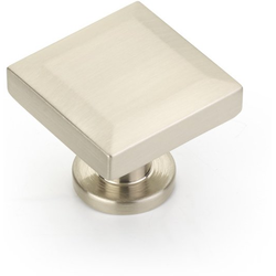 Heathrow 1-1/4 Inch Diameter Square Cabinet Knob, Brushed Nickel
