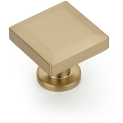 Heathrow 1-1/4 Inch Diameter Square Cabinet Knob, Signature Satin Brass