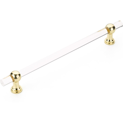Lumiere 12 Inch Center to Center Acrylic Appliance Pull, Polished Brass