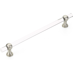 Lumiere 12 Inch Center to Center Acrylic Appliance Pull, Satin Nickel