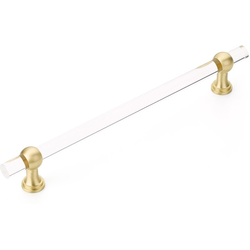 Lumiere 12 Inch Center to Center Acrylic Appliance Pull, Satin Brass