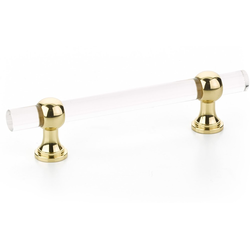 Lumiere 4 Inch Center to Center Adjustable Acrylic Bar Pull, Polished Brass