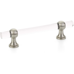 Lumiere 4 Inch Center to Center Adjustable Acrylic Bar Pull, Satin Nickel