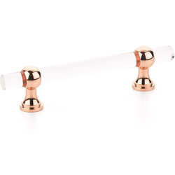 Lumiere 4 Inch Center to Center Adjustable Acrylic Bar Pull, Polished Rose Gold