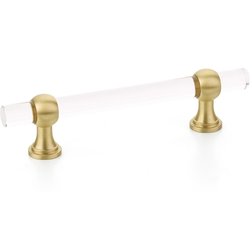 Lumiere 4 Inch Center to Center Adjustable Acrylic Bar Pull, Satin Brass