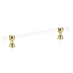Lumiere 6 Inch Center to Center Adjustable Acrylic Bar Pull, Polished Brass