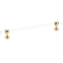 Lumiere 8 Inch Center to Center Adjustable Acrylic Bar Pull, Polished Brass