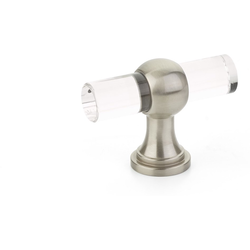 Lumiere 2 Inch Diameter Acrylic Cabinet T-Knob, Satin Nickel