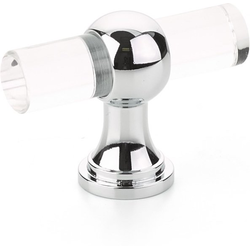 Lumiere 2 Inch Diameter Acrylic Cabinet T-Knob, Polished Chrome