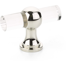 Lumiere 2 Inch Diameter Acrylic Cabinet T-Knob, Polished Nickel