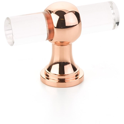 Lumiere 2 Inch Diameter Acrylic Cabinet T-Knob, Polished Rose Gold