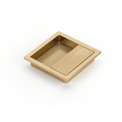 MODO 3-7/8 x 3-7/8 Inch Recessed Cabinet Pull, Signature Satin Brass