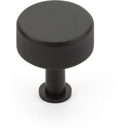 Pub House 1-1/4 Inch Diameter Knurled Cabinet Knob, Matte Black