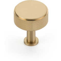 Pub House 1-1/4 Inch Diameter Knurled Cabinet Knob, Signature Satin Brass