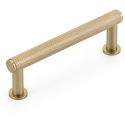 Pub House 3-1/2 Inch Center to Center Knurled Cabinet Pull, Signature Satin Brass