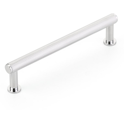 Pub House 5 Inch Center to Center Knurled Cabinet Pull, Polished Chrome