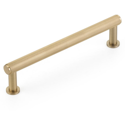Pub House 5 Inch Center to Center Knurled Cabinet Pull, Signature Satin Brass