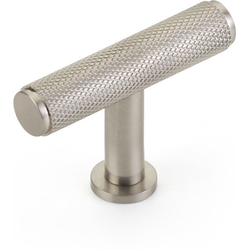 Pub House 2 Inch Diameter Knurled Cabinet T-Knob, Brushed Nickel