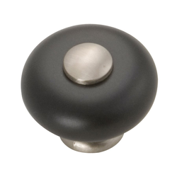 Tranquility 1-1/4 Inch Diameter Satin Nickel with Black Cabinet Knob