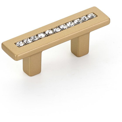Skyevale 9/32 Inch (33 mm) Center to Center Cabinet Pull with Cyrstal, Signature Satin Brass