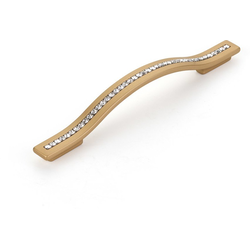 Skyevale 5 Inch (128 mm)/ 6-5/16 Inch (160 mm) Center to Center Cabinet Pull with Cyrstal, Signature Satin Brass
