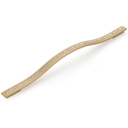Skyevale 11-5/16 Inch (288 mm) / 12-5/8 Inch (320 mm) Center to Center Cabinet Pull with Cyrstal, Signature Satin Brass