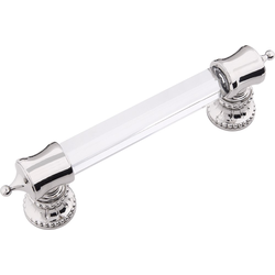 3-3/4 Inch (96mm) Center to Center Chautauqua Cabinet Pull, Glass with Polished Nickel