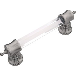 3-3/4 Inch (96mm) Center to Center Chautauqua Cabinet Pull, Glass with Antique Nickel