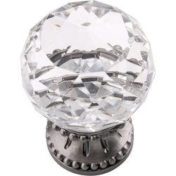 1-3/8 Inch Diameter Chautauqua Round Cabinet Knob, Glass with Antique Nickel