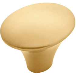 1-7/16 Inch Length Olivet Oval Cabinet Knob, Brushed Golden Brass