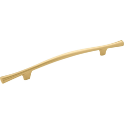 6-5/16 Inch (160mm) Center to Center Olivet Cabinet Pull, Brushed Golden Brass