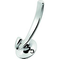 0.875 Inch Center to Center, 3 Inch Length Double Coat Hook, Chrome