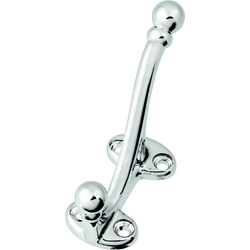 2.75 Inch Length, 2.5 Inch Projection Double Coat Hook, Chrome