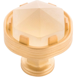 1-3/16 Inch Length Chrysalis Cabinet Knob, Brushed Golden Brass with Frosted Glass (10 Pack)