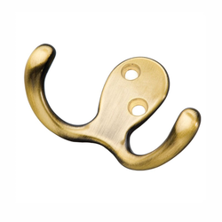 Double Utility Coat Hook Antique Brass