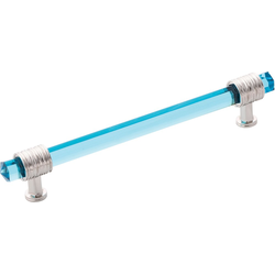 6-5/16 Inch (160mm) Center to Center Chrysalis Cabinet Pull, Polished Nickel with Cerulean Glass (10 Pack)