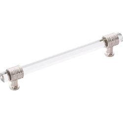 6-5/16 Inch (160mm) Center to Center Chrysalis Cabinet Pull, Polished Nickel with Glass (10 Pack)