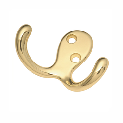 Double Utility Coat Hook Polished Brass