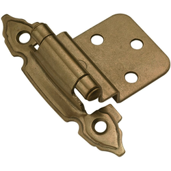 3/8 Inch Offset Surface Self-Closing Hinge, Pair, Lancaster Hand Polished