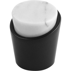 1-1/4 Inch Diameter Firenze Cabinet Knob, White Marble with Matte Black