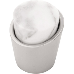 1-1/4 Inch Diameter Firenze Cabinet Knob, White Marble with Satin Nickel