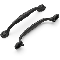 Refined Rustic 5-1/16 Inch Center to Center Black Iron Cabinet Pull