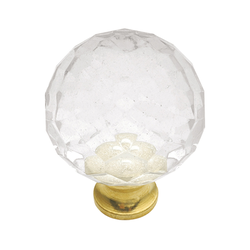 Crystal Palace 1-3/16 Inch Diameter Crystal Acrylic/Polished Brass Cabinet Knob