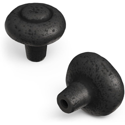 Refined Rustic 1-1/4 Inch Diameter Black Iron Cabinet Knob