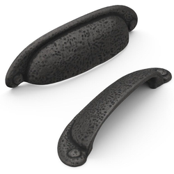Refined Rustic 3 Inch Center to Center Black Iron Cabinet Cup Pull