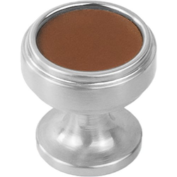 23% OFF 1-1/4 Inch Diameter Reserve Round Cabinet Knob, Satin Nickel with Brown Leather