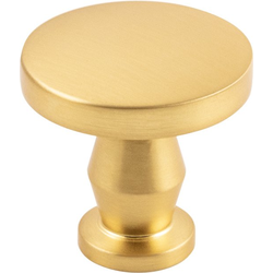 1-1/4 Inch Diameter Anders Round Cabinet Knob, Brushed Golden Brass