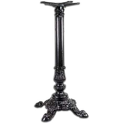 24 x 24 Inch Base x 41 Inch Bar Height Ornamental Line Cast Iron Table Base, Semi-Gloss Black