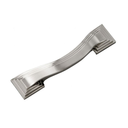 Deco 3-1/2 Inch Center to Center Satin Nickel Cabinet Pull